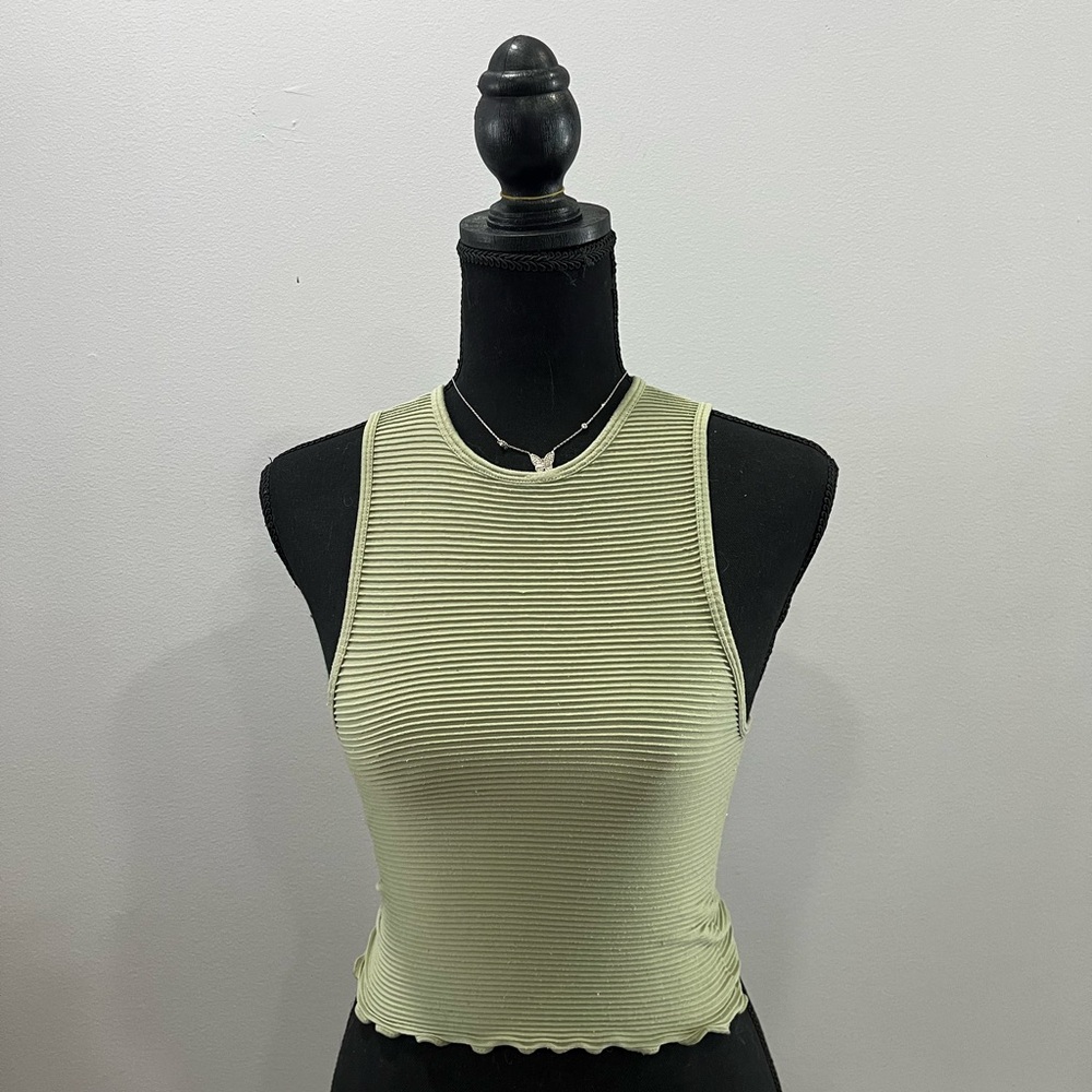 Ribbed sage green tank top